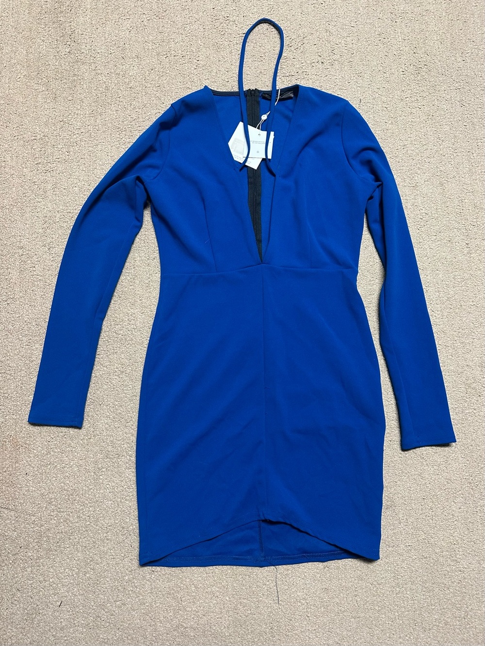 Royal Blue Neck Plunge Body-con Dress